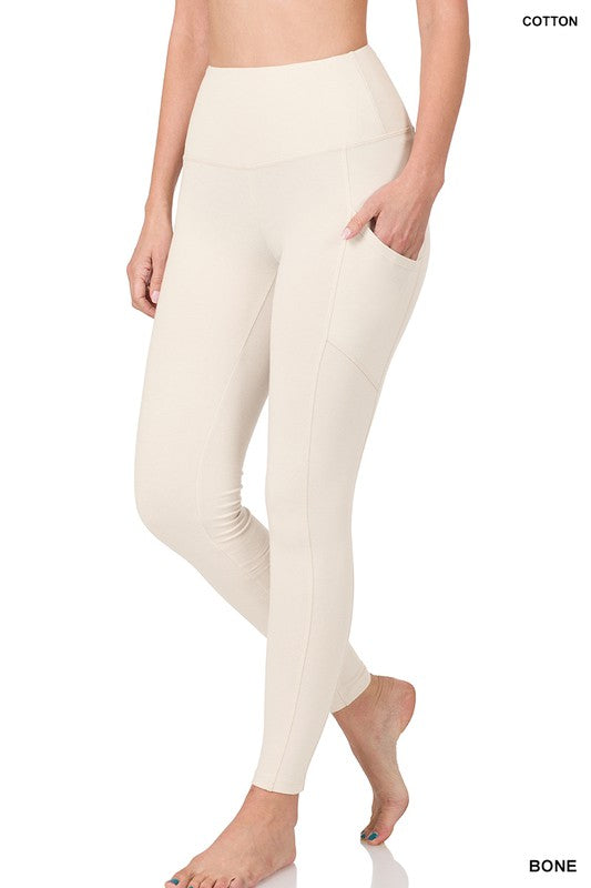 BETTER COTTON WIDE WAISTBAND POCKET LEGGINGS - Coco and lulu boutique