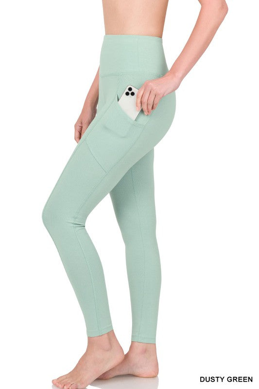 BETTER COTTON WIDE WAISTBAND POCKET LEGGINGS - Coco and lulu boutique