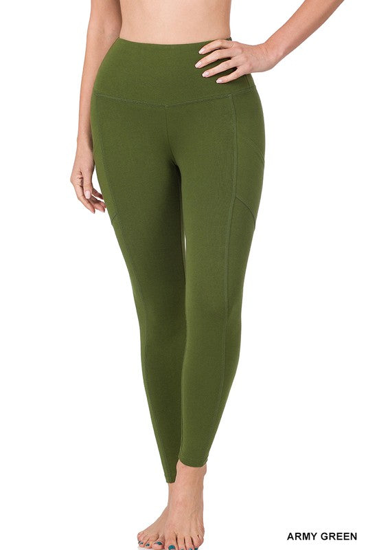 BETTER COTTON WIDE WAISTBAND POCKET LEGGINGS - Coco and lulu boutique