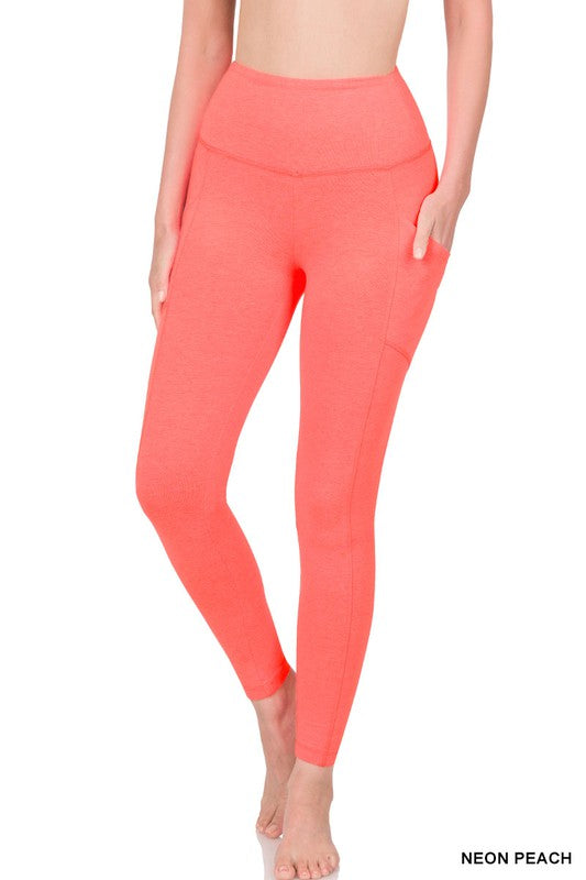 BETTER COTTON WIDE WAISTBAND POCKET LEGGINGS - Coco and lulu boutique