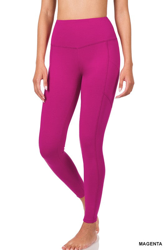 BETTER COTTON WIDE WAISTBAND POCKET LEGGINGS - Coco and lulu boutique
