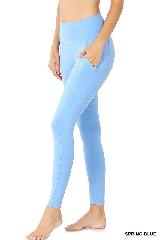 BETTER COTTON WIDE WAISTBAND POCKET LEGGINGS - Coco and lulu boutique
