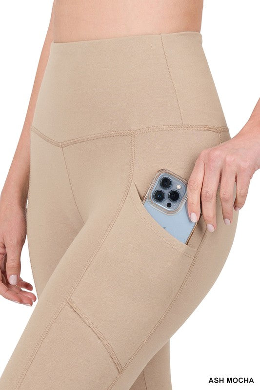 BETTER COTTON WIDE WAISTBAND POCKET LEGGINGS - Coco and lulu boutique