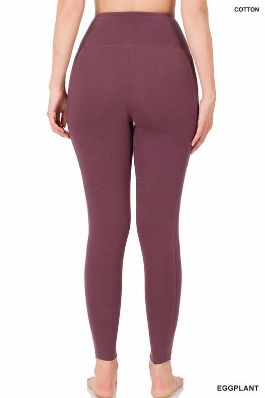 BETTER COTTON WIDE WAISTBAND POCKET LEGGINGS - Coco and lulu boutique