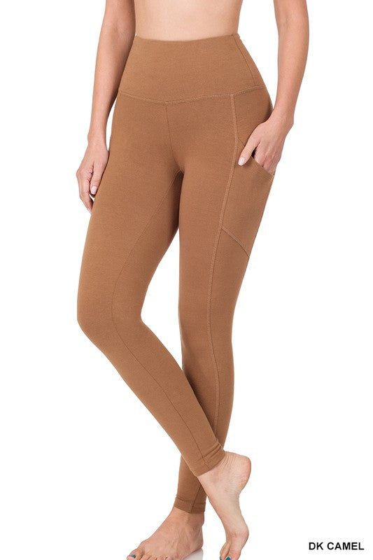 BETTER COTTON WIDE WAISTBAND POCKET LEGGINGS - Coco and lulu boutique