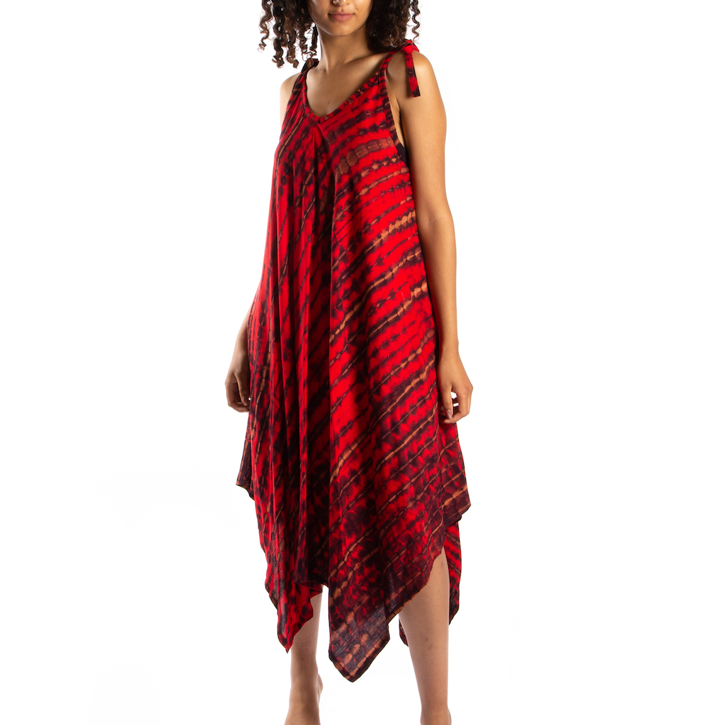 Tie-Dye Bone Motif Handkerchief Dress - Coco and lulu boutique