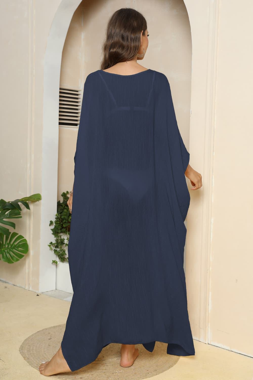 Palm Springs V-Neck Three-Quarter Sleeve Cover-Up - Coco and lulu boutique