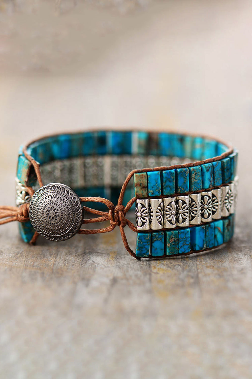 Handmade Triple Layer Natural Stone Bohemian  Bracelet - Coco and lulu boutique
