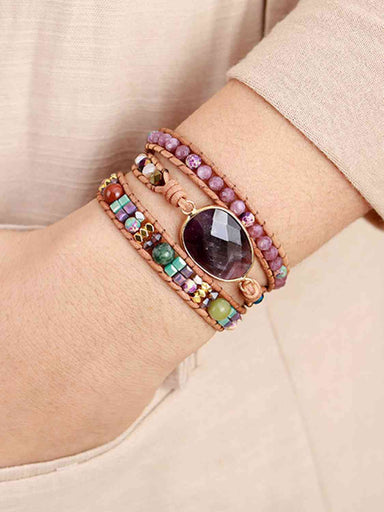 Triple Layer Amethyst Wrap Bracelet - Coco and lulu boutique