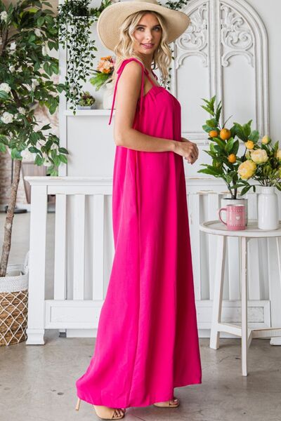 Pocketed Spaghetti Strap Wide Leg Jumpsuit - Coco and lulu boutique
