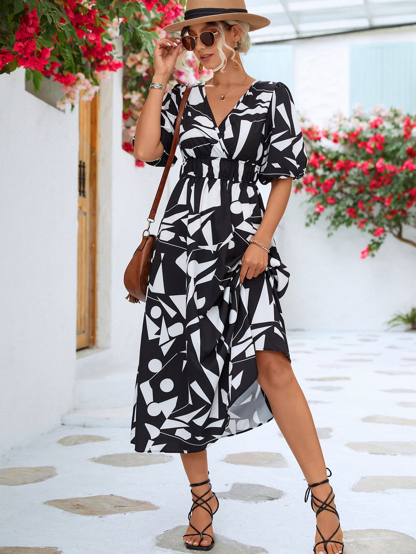 Coco Surplice Balloon Sleeve Dress - Coco and lulu boutique