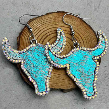 Rhinestone Bull Earrings - Coco and lulu boutique