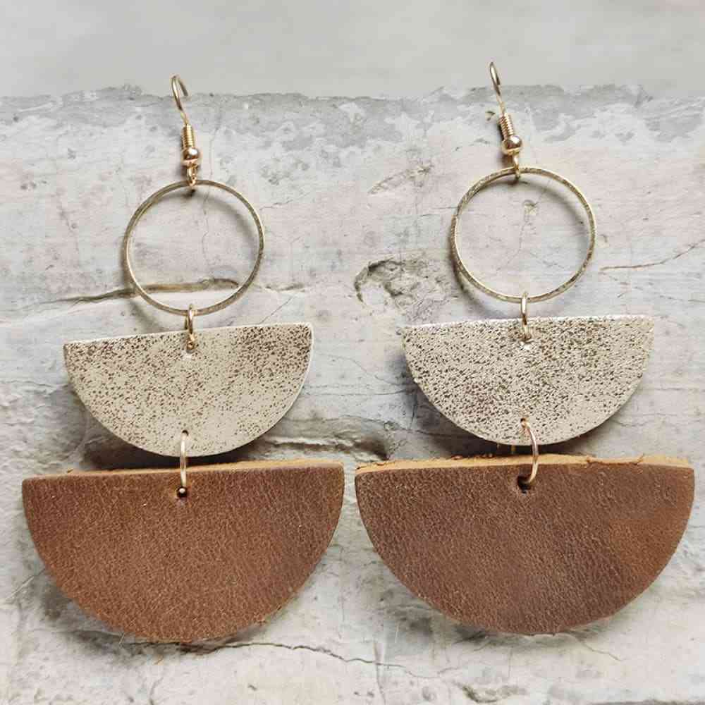 Geometrical Shape Dangle Leather Earrings - Coco and lulu boutique