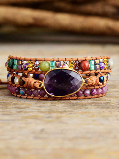Triple Layer Amethyst Wrap Bracelet - Coco and lulu boutique