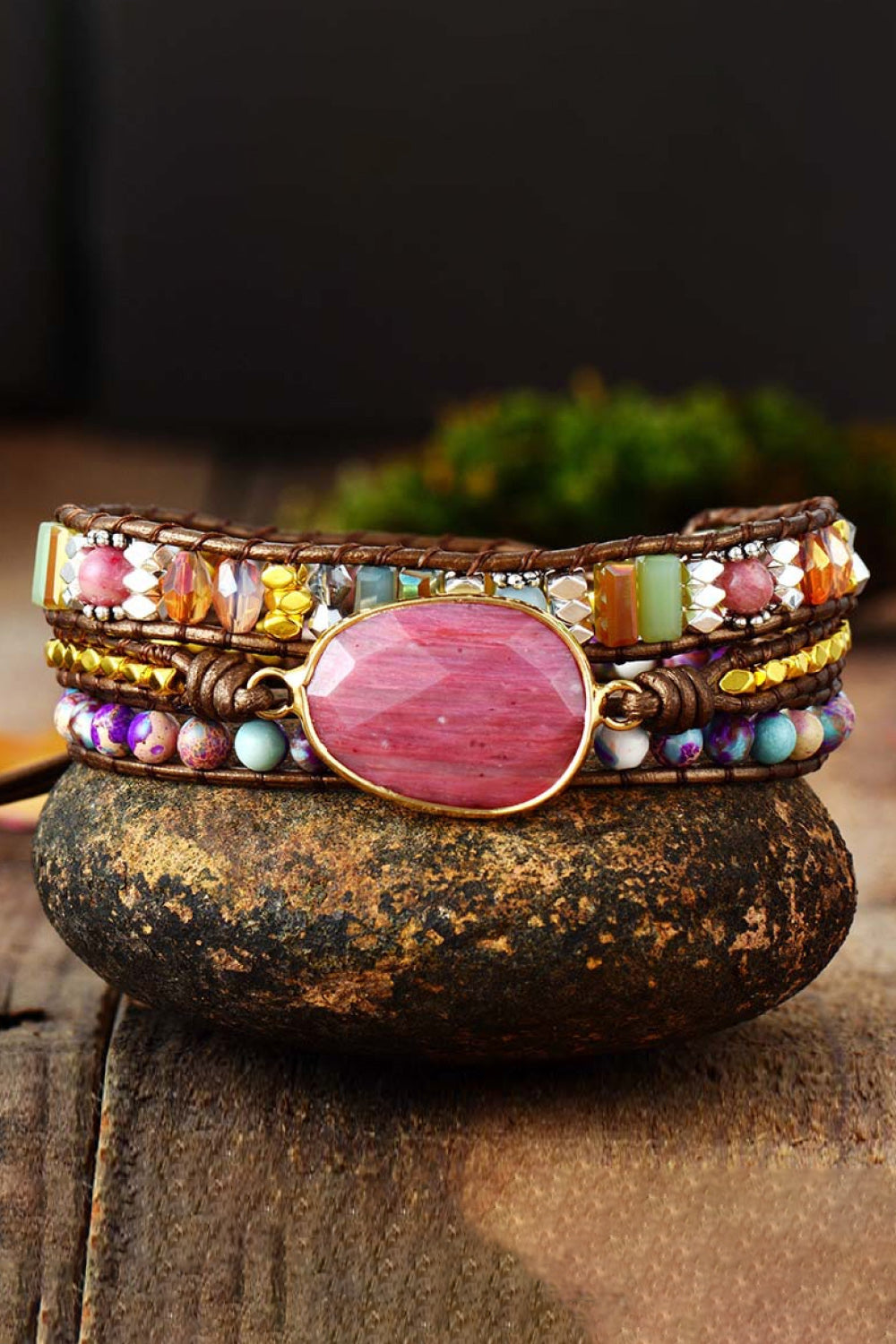 Wrap Bracelet Handmade Crystal Beaded Natural Stone Bracelet - Coco and lulu boutique