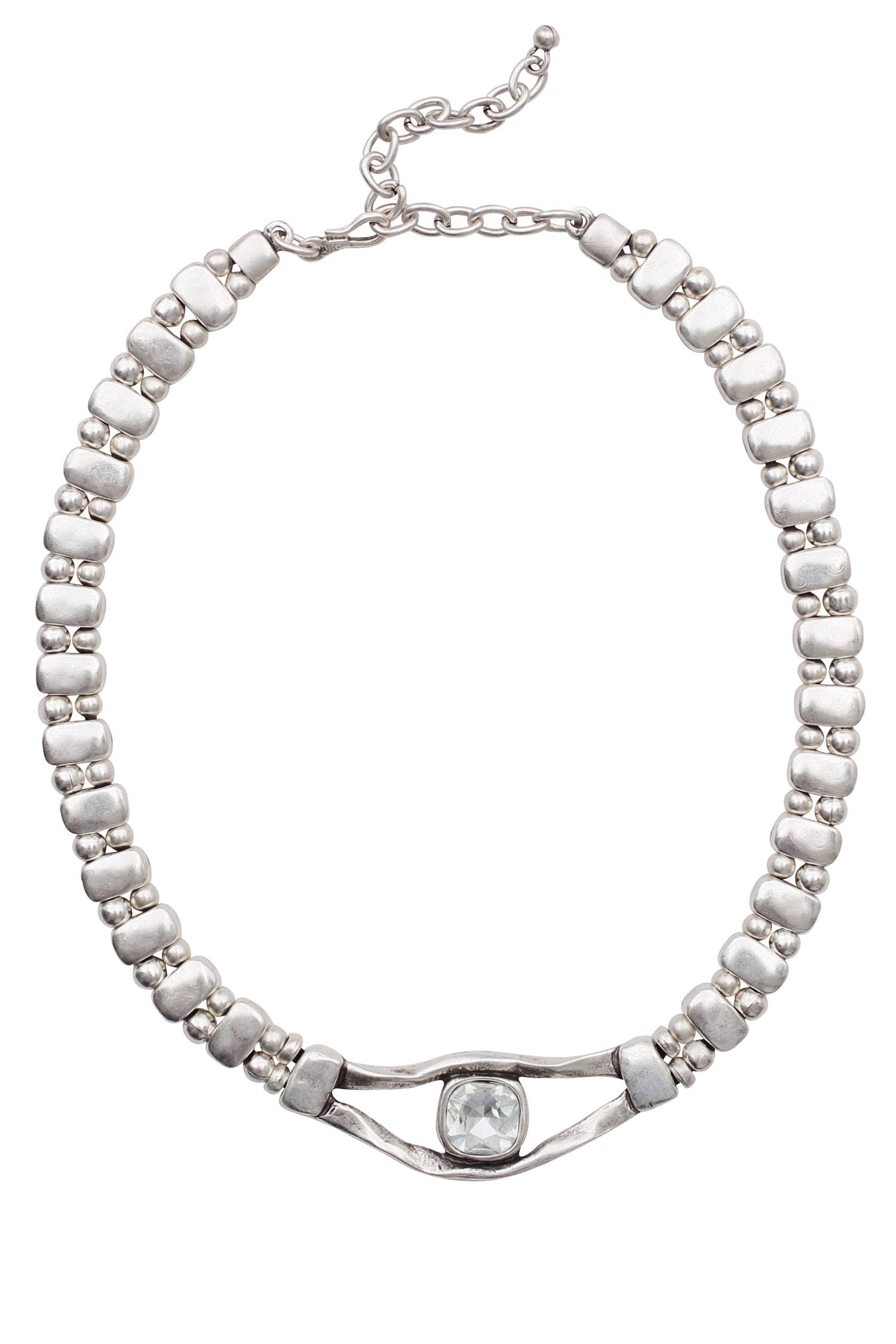 Carly Handmade Pewter Crystal Necklace - Coco and lulu boutique