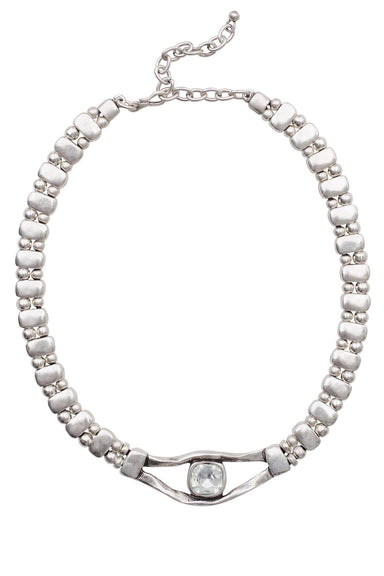 Carly Handmade Pewter Crystal Necklace - Coco and lulu boutique
