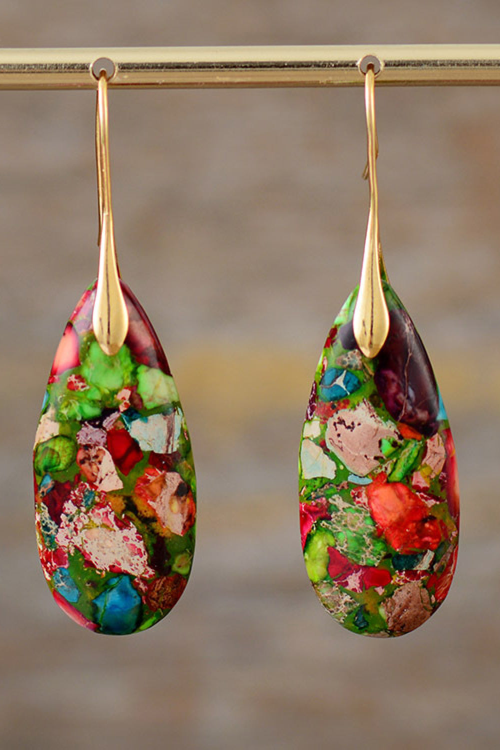 Handmade Teardrop Shape Natural Stone Dangle Earrings - Coco and lulu boutique