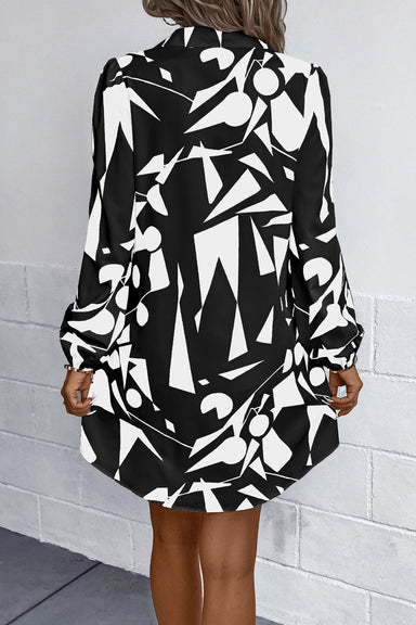 Coco Geometric Long Sleeve Shirt Dress - Coco and lulu boutique