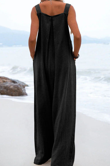 Sleeveless Wide Leg Jumpsuit with Pockets - Coco and lulu boutique