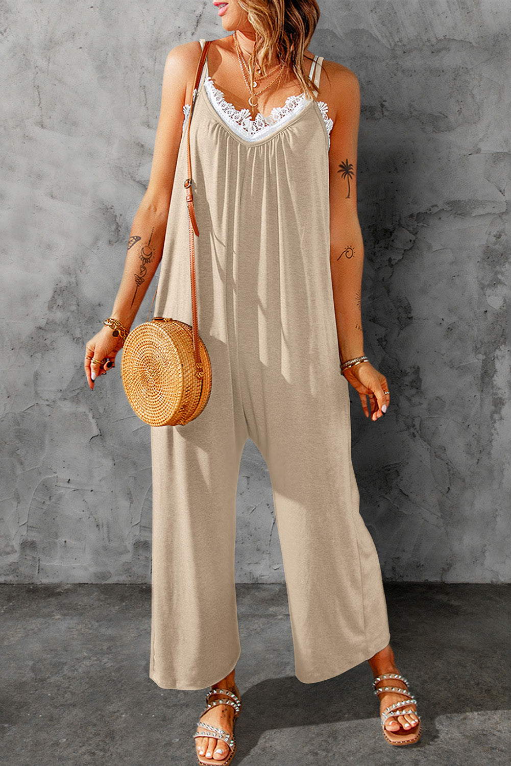 Skyler Spaghetti Strap Wide Leg Jumpsuit - Coco and lulu boutique