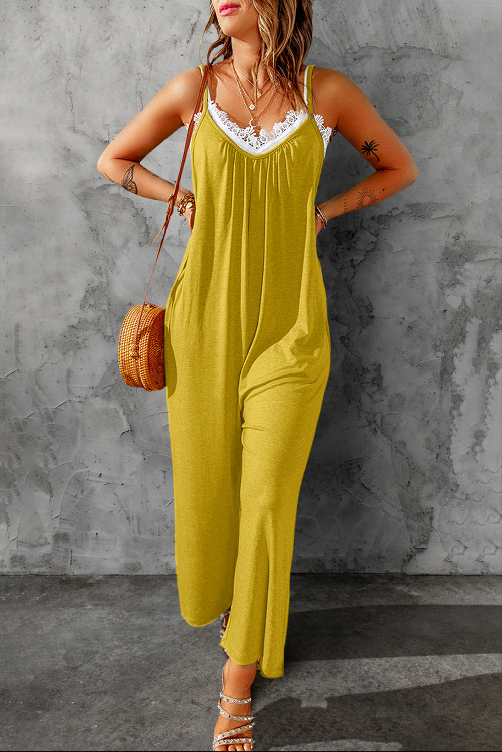 Skyler Spaghetti Strap Wide Leg Jumpsuit - Coco and lulu boutique