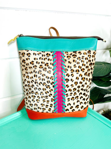 Konner Leather and Hair on Hide Stitched Backpack Purse - Coco and lulu boutique