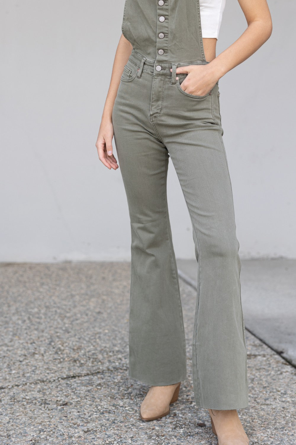 Kelsey Flare Tummy Control Overalls - Coco and lulu boutique