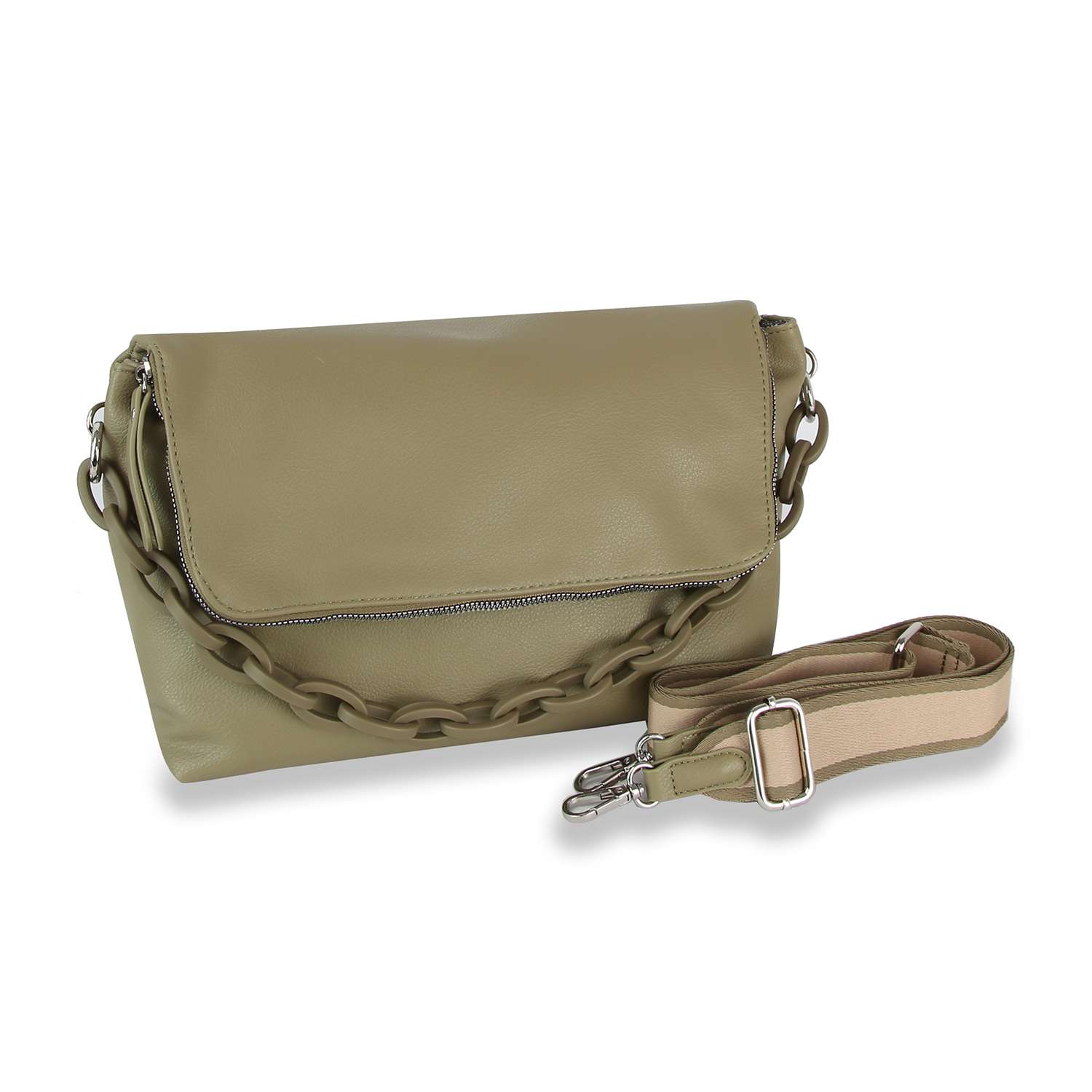 Courtney Olive Chain Handle Shoulder Bag: Olive - Coco and lulu boutique