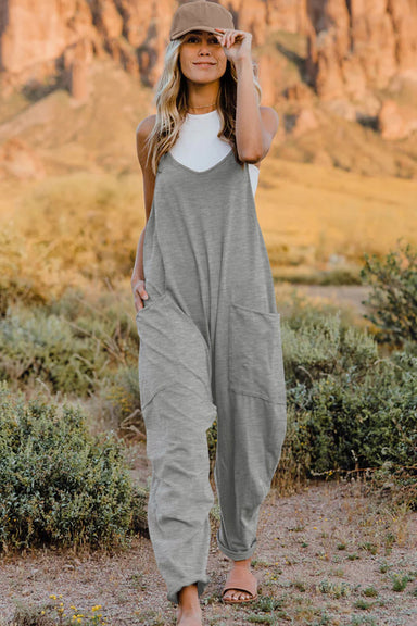 Sydney V-Neck Sleeveless Jumpsuit with Pocket - Coco and lulu boutique