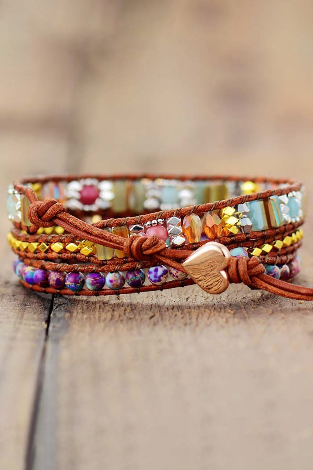 Wrap Bracelet Handmade Crystal Beaded Natural Stone Bracelet - Coco and lulu boutique