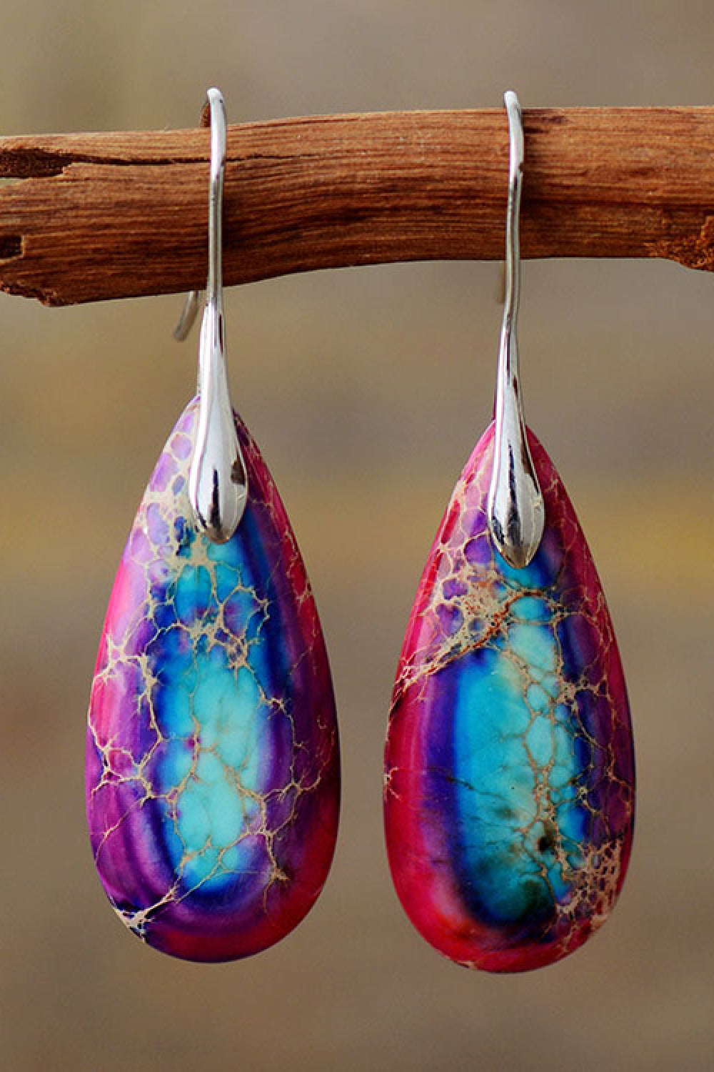 Handmade Teardrop Shape Natural Stone Dangle Earrings - Coco and lulu boutique