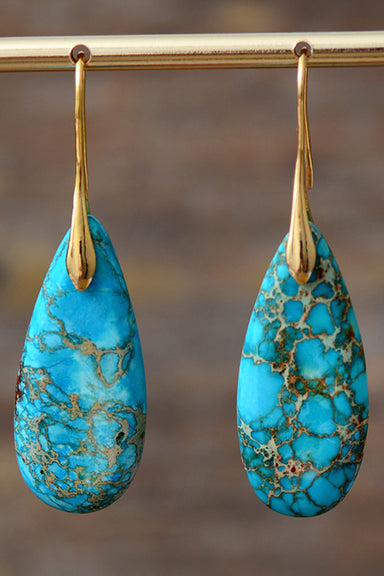 Handmade Teardrop Shape Natural Stone Dangle Earrings - Coco and lulu boutique