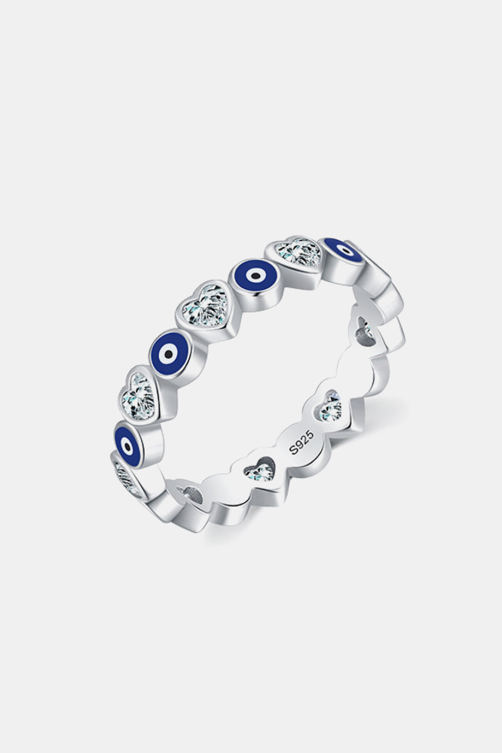 Protection 925 Sterling Silver Heart Shape Zircon Ring - Coco and lulu boutique
