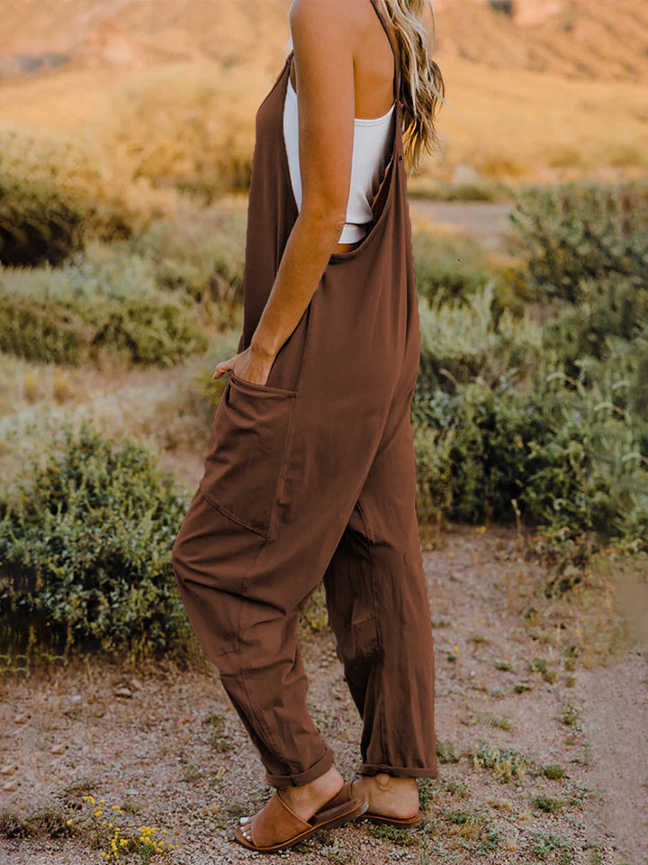 Sydney 3 Full Size Sleeveless V-Neck Pocketed Jumpsuit - Coco and lulu boutique