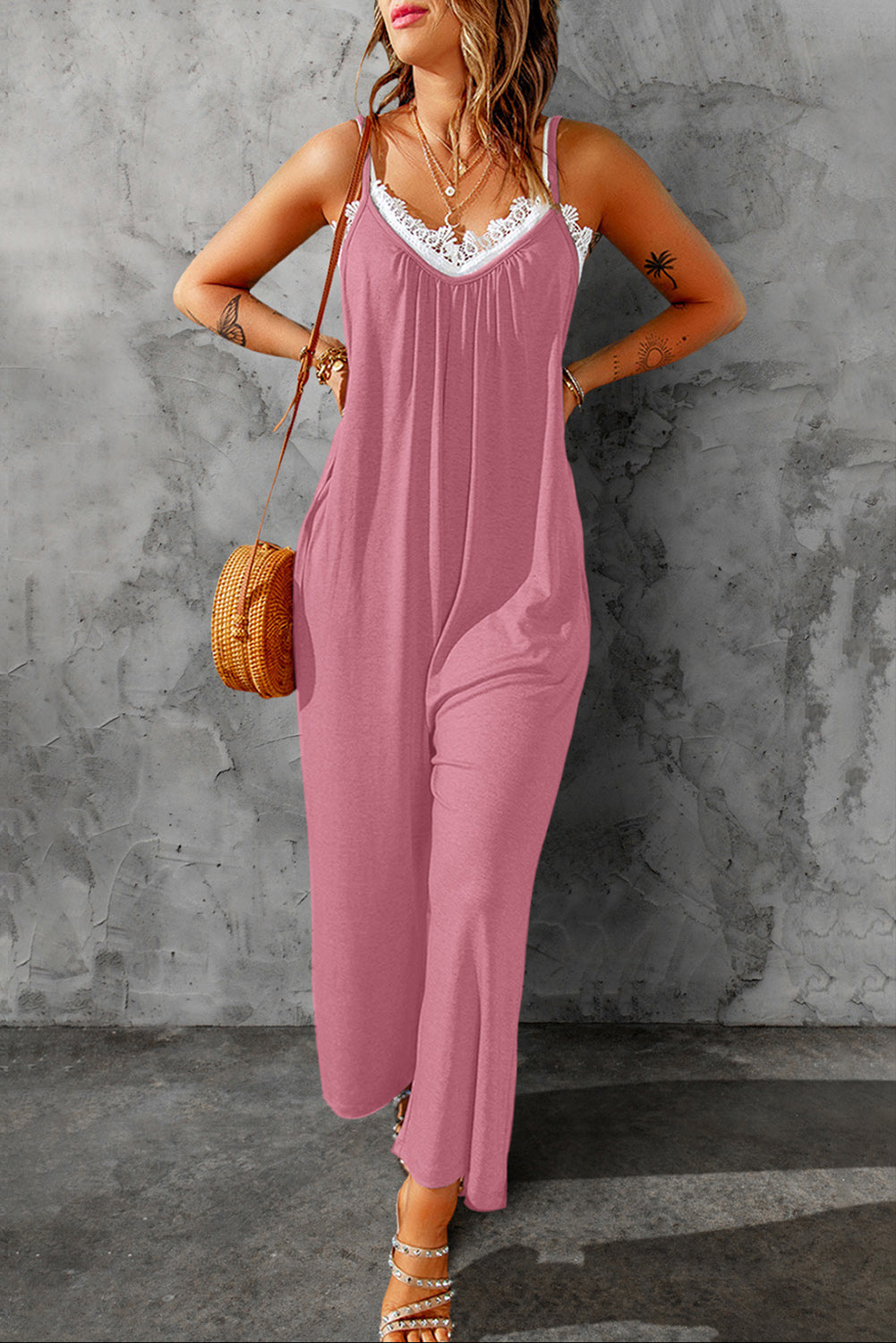 Skyler Spaghetti Strap Wide Leg Jumpsuit - Coco and lulu boutique