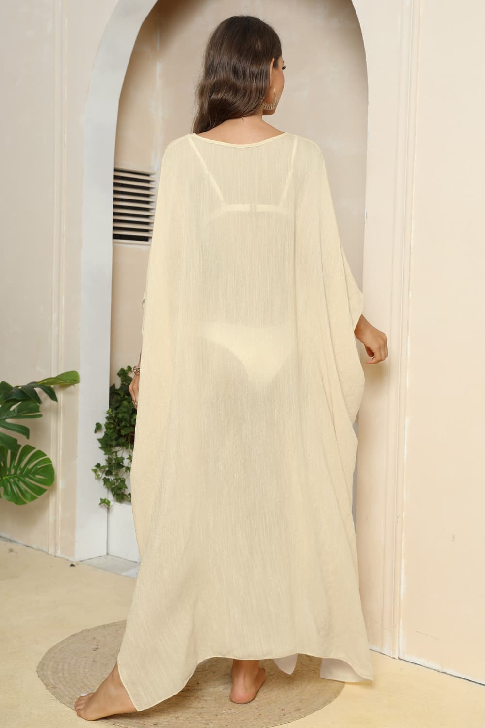 Palm Springs V-Neck Three-Quarter Sleeve Cover-Up - Coco and lulu boutique