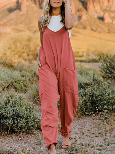 Sydney 2 Full Size Sleeveless V-Neck Pocketed Jumpsuit - Coco and lulu boutique