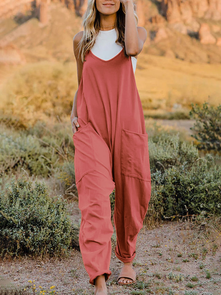 Sydney 2 Full Size Sleeveless V-Neck Pocketed Jumpsuit - Coco and lulu boutique