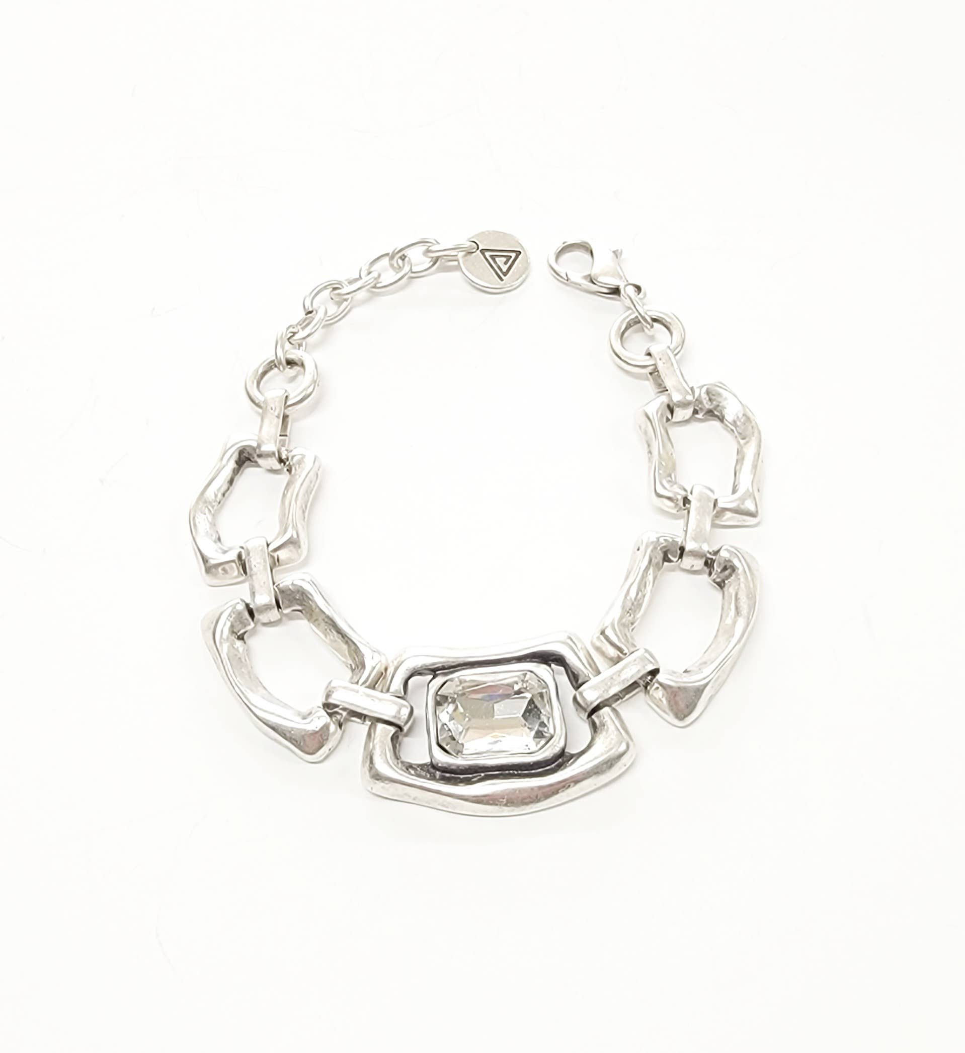 The Angelina Handmade Crystal Pewter Bracelet - Coco and lulu boutique
