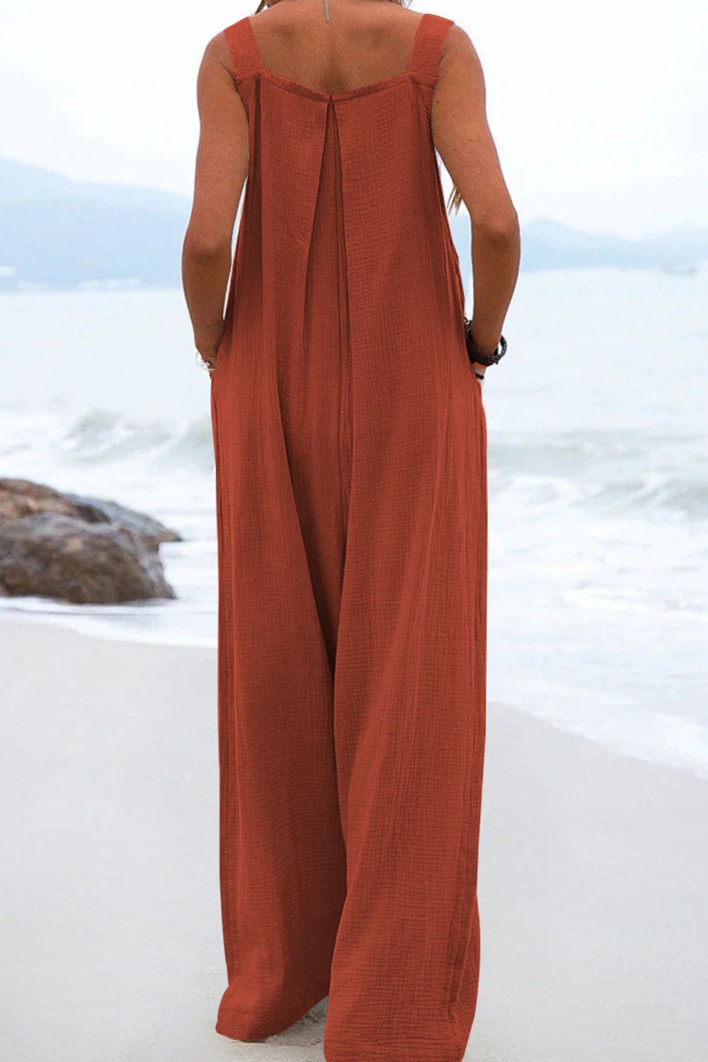 Sleeveless Wide Leg Jumpsuit with Pockets - Coco and lulu boutique
