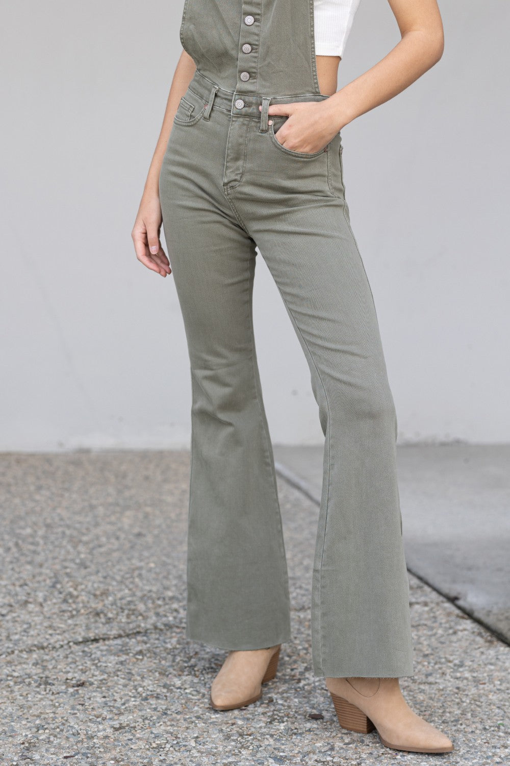 Kelsey Flare Tummy Control Overalls - Coco and lulu boutique