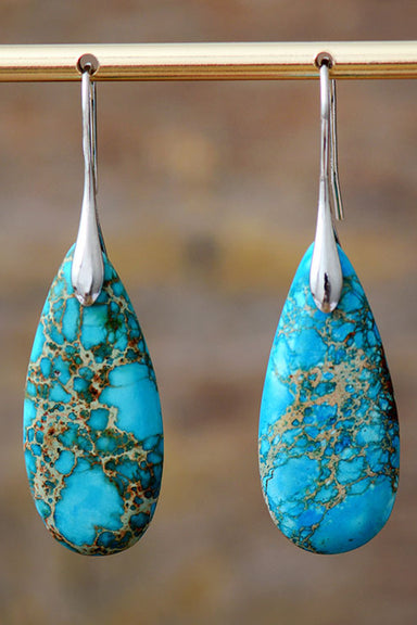 Handmade Teardrop Shape Natural Stone Dangle Earrings - Coco and lulu boutique