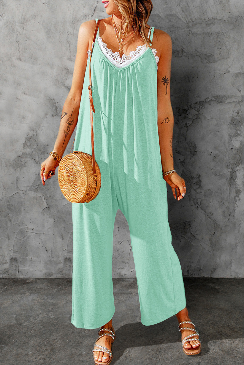 Skyler Spaghetti Strap Wide Leg Jumpsuit - Coco and lulu boutique