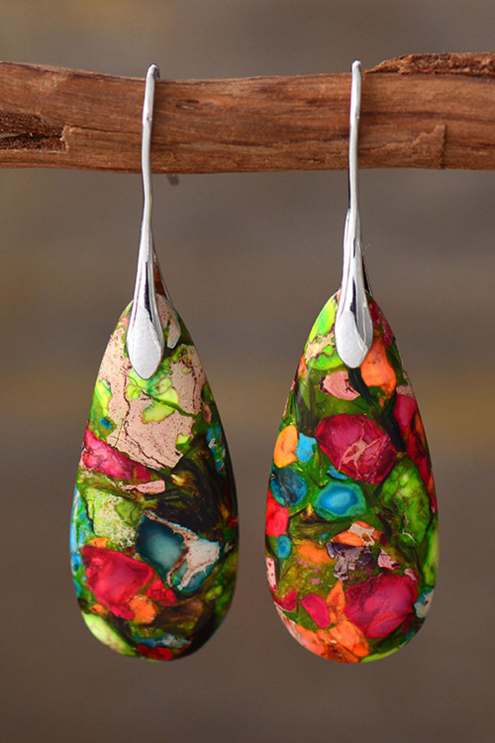 Handmade Teardrop Shape Natural Stone Dangle Earrings - Coco and lulu boutique