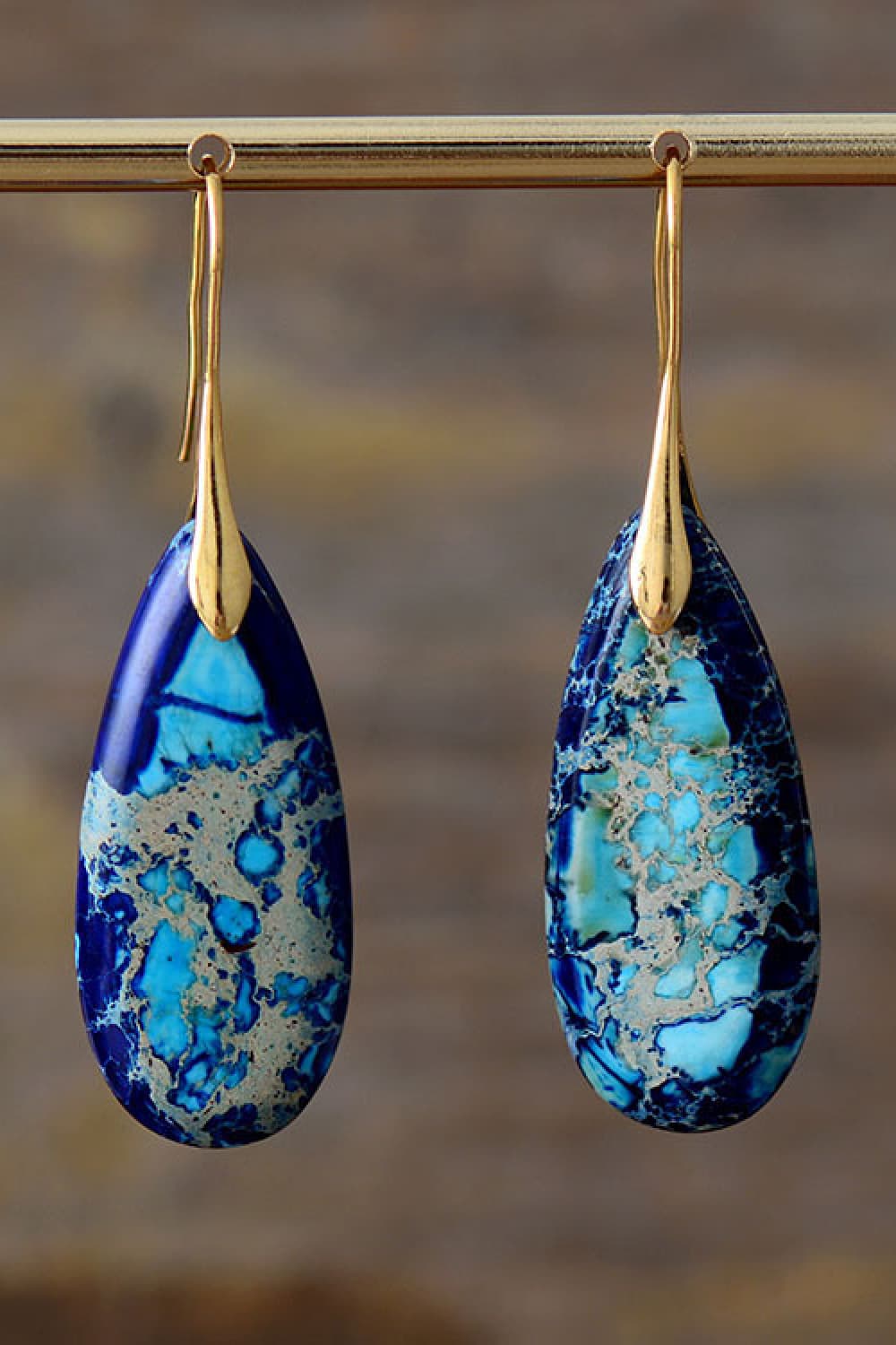 Handmade Teardrop Shape Natural Stone Dangle Earrings - Coco and lulu boutique