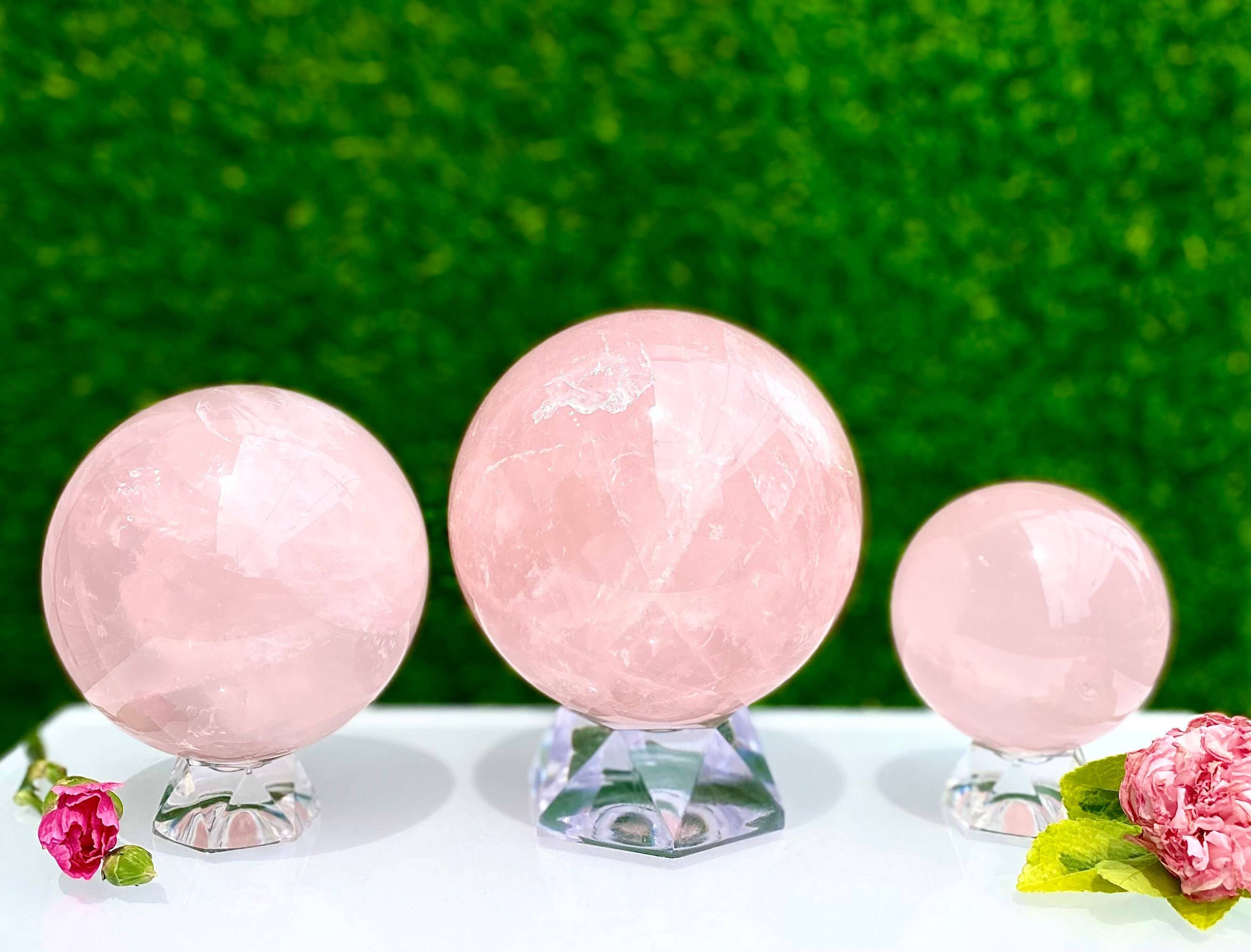 Natural Rose Quartz Spheres Crystal Ball - Coco and lulu boutique