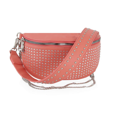 Stylish Studded Crossbody Bag: Pink - Coco and lulu boutique
