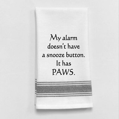 My alarm doesn't have a snooze button...Fun Dish Towel - Coco and lulu boutique