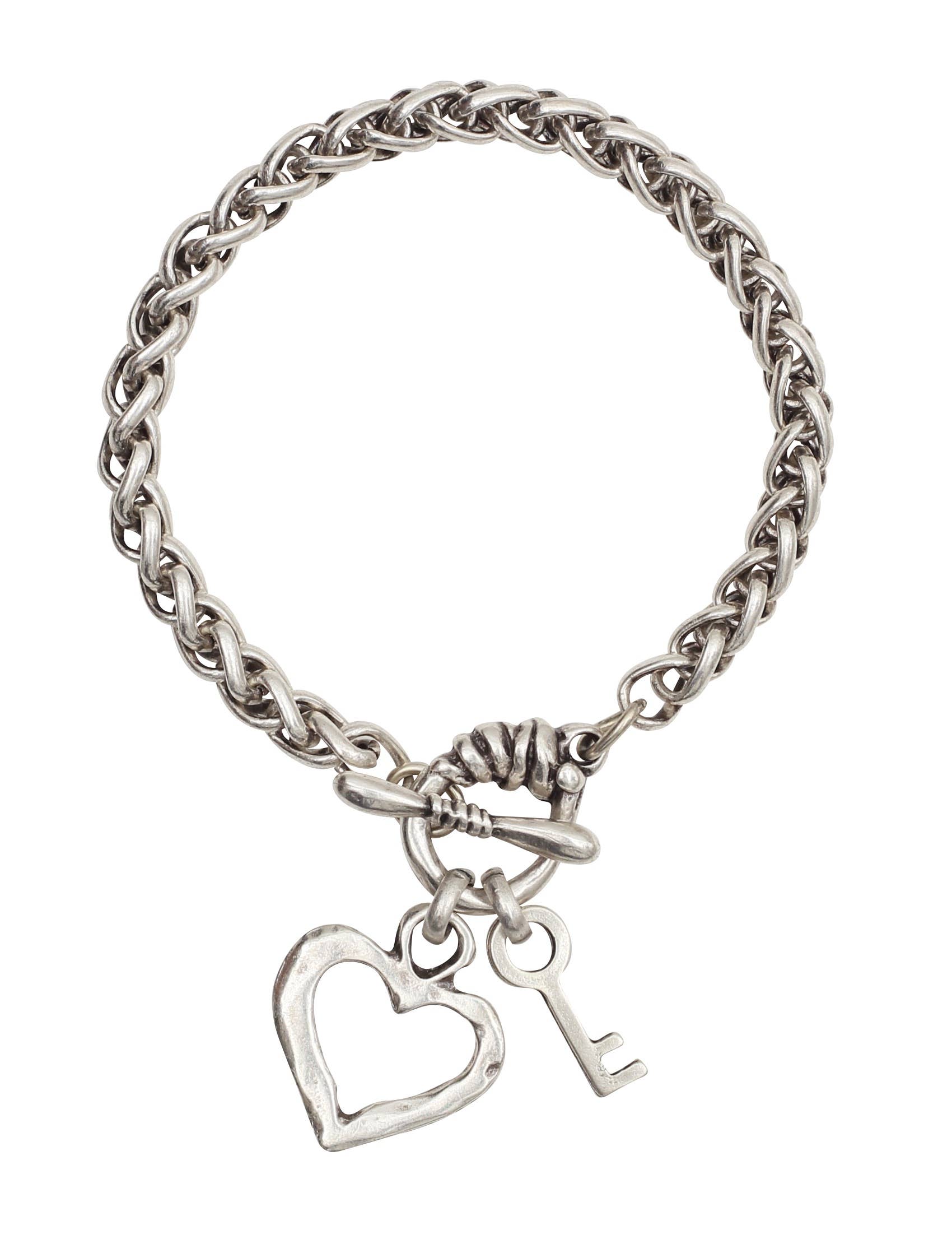 Lock and Key Handmade Pewter Bracelet - Coco and lulu boutique
